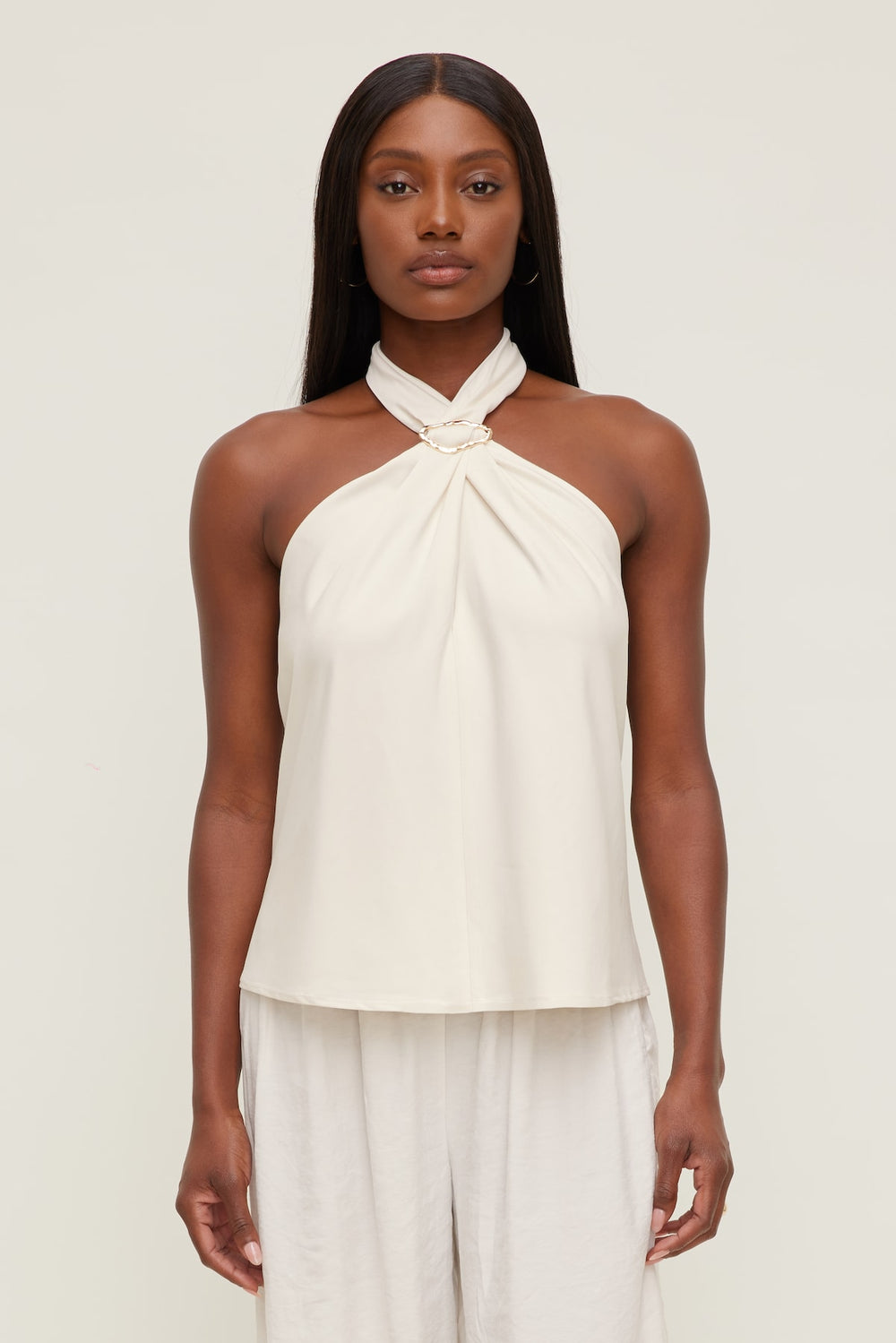 Dynamite Outlets | Buckle Halter Top Beige