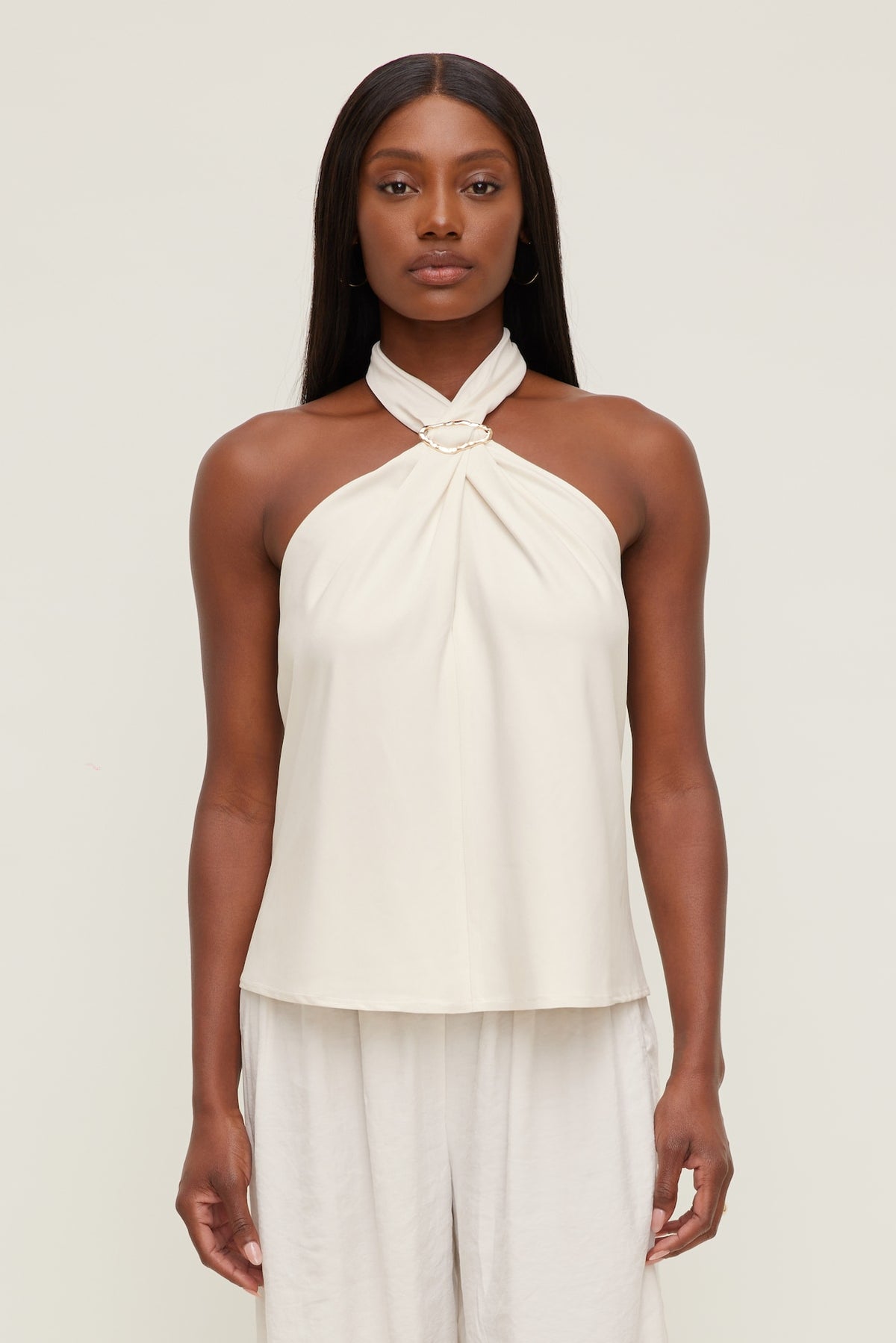Dynamite Outlets | Buckle Halter Top Beige