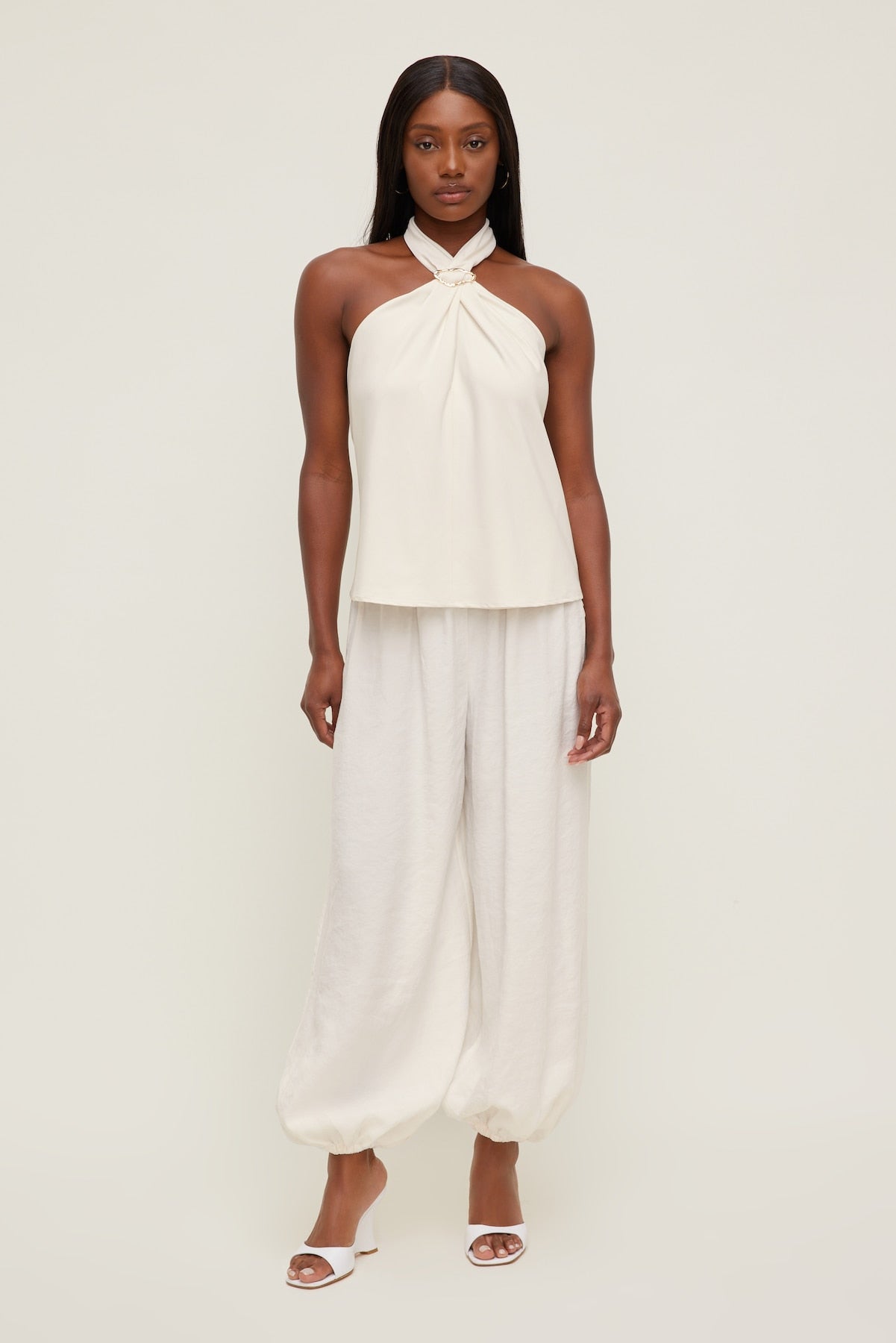 Dynamite Outlets | Buckle Halter Top Beige