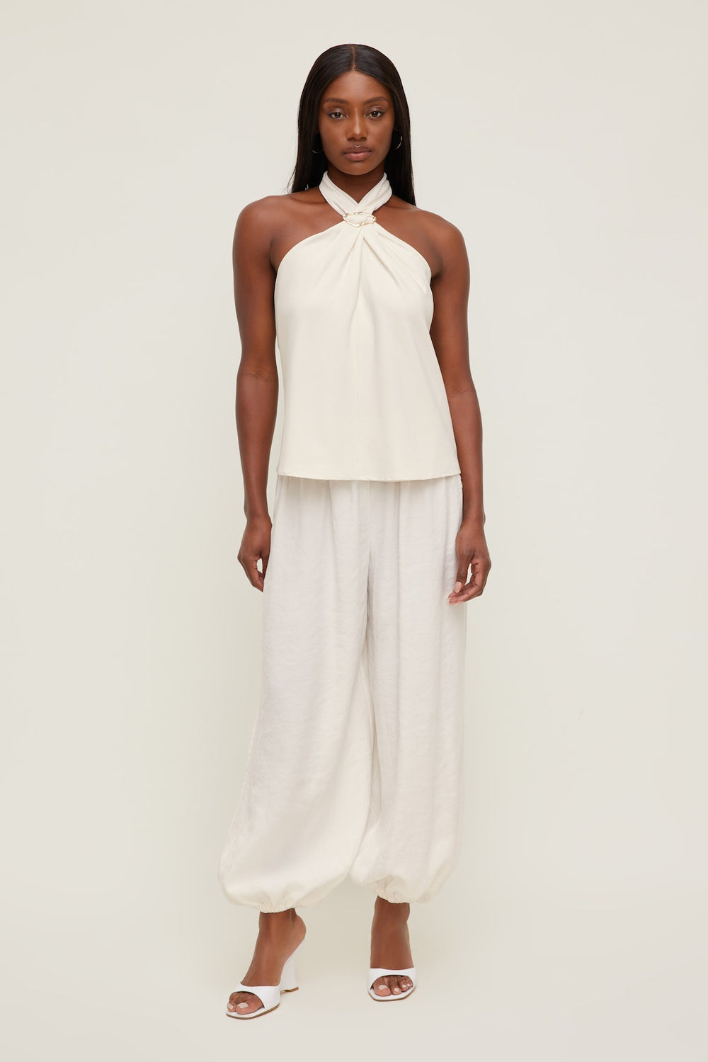 Dynamite Outlets | Buckle Halter Top Beige