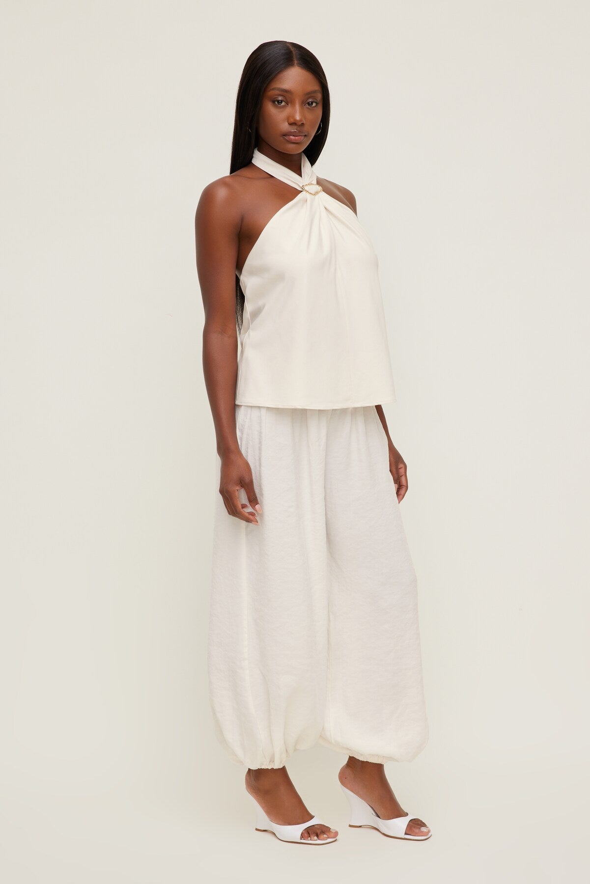 Dynamite Outlets | Buckle Halter Top Beige