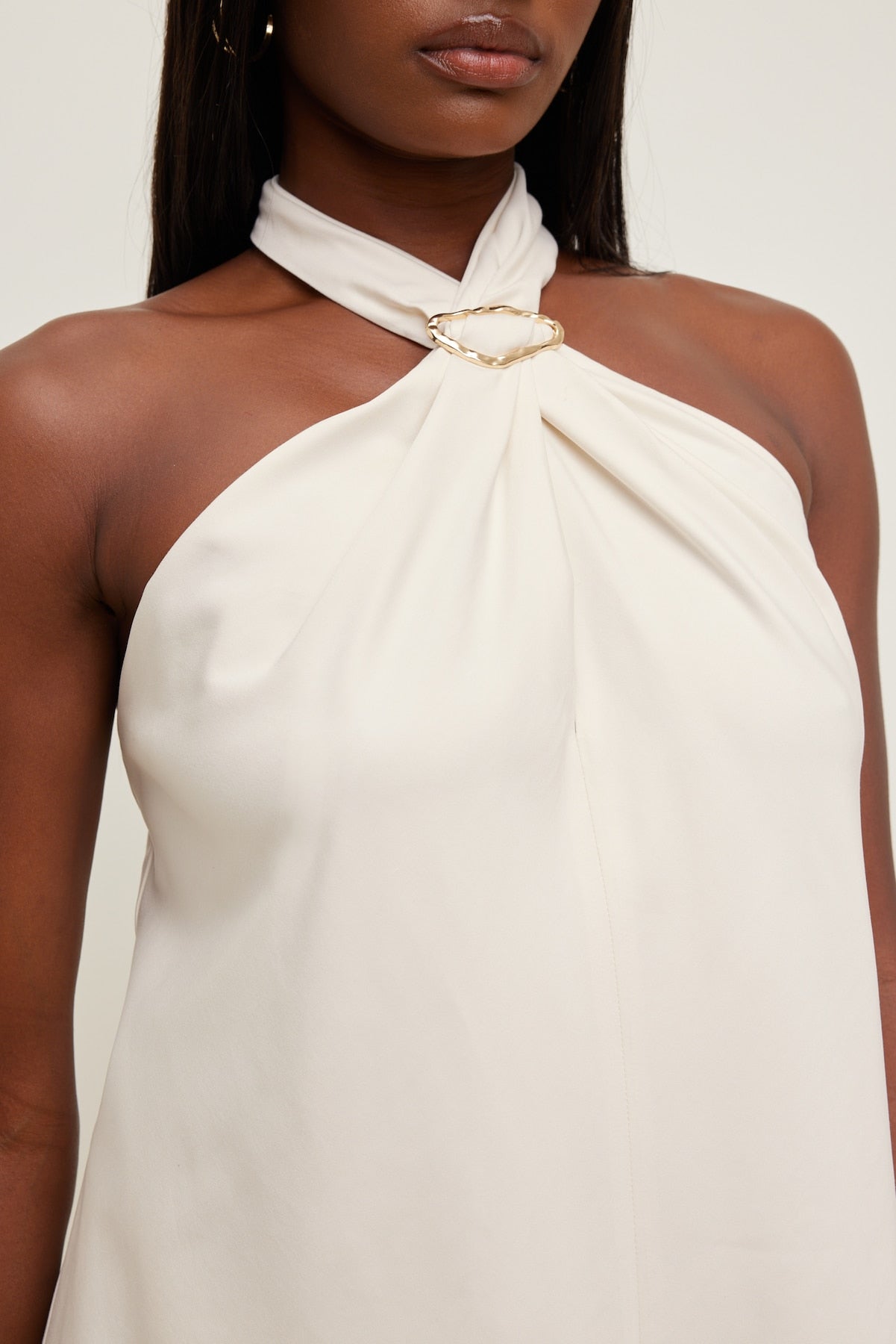 Dynamite Outlets | Buckle Halter Top Beige