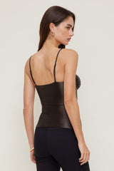 Dynamite Outlet | Monet Stretch Satin Top Brown