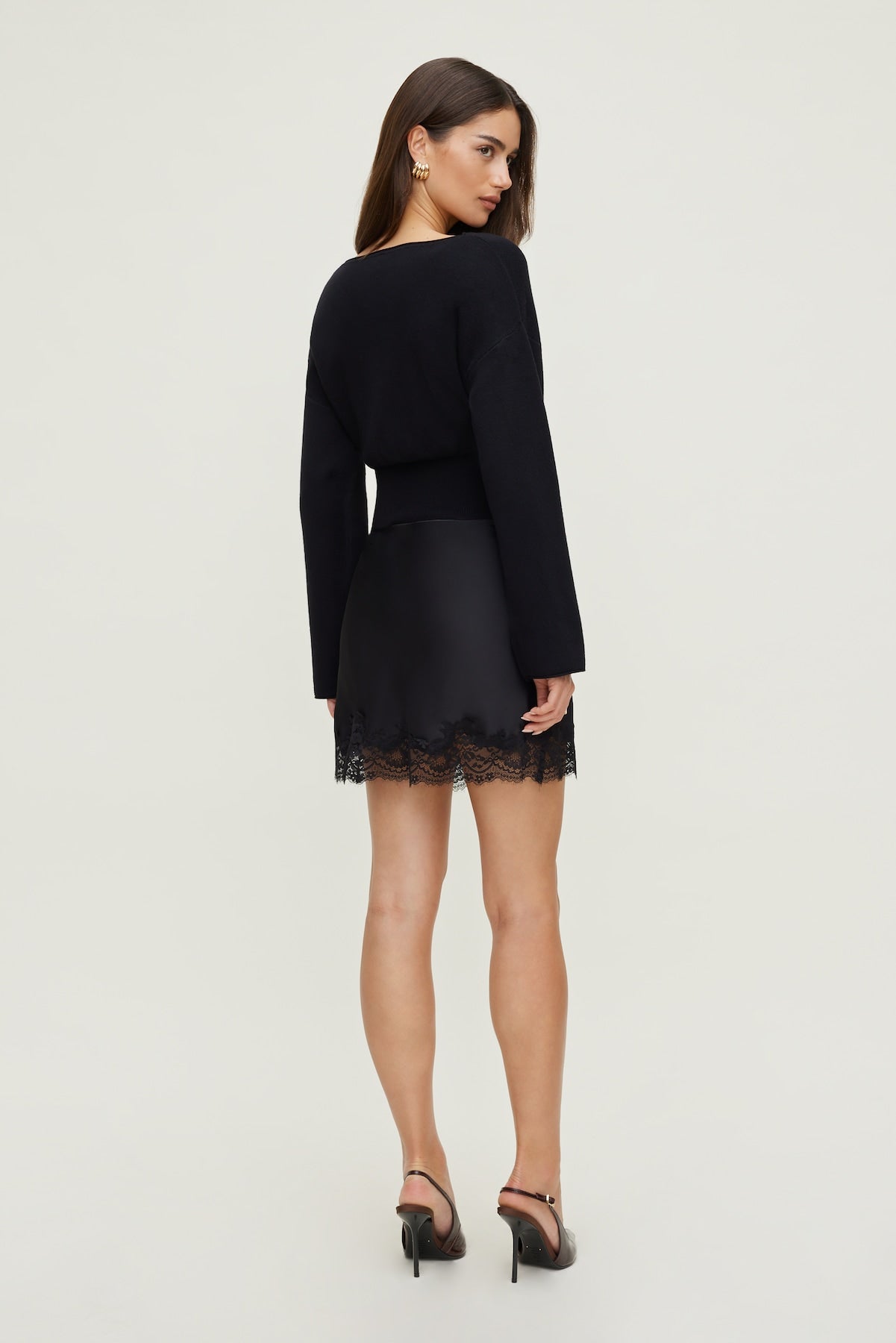 Dynamite Website Shop | Cinched Boat Neck Sweater Black