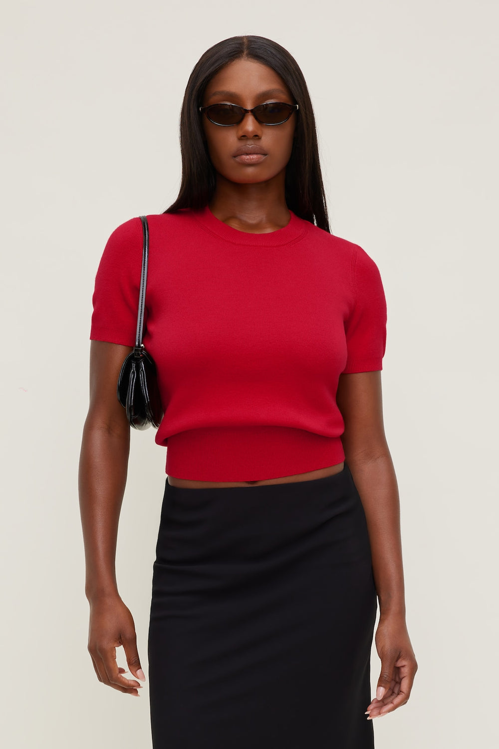 Dynamite US | Clara Short Sleeve Sweater Red