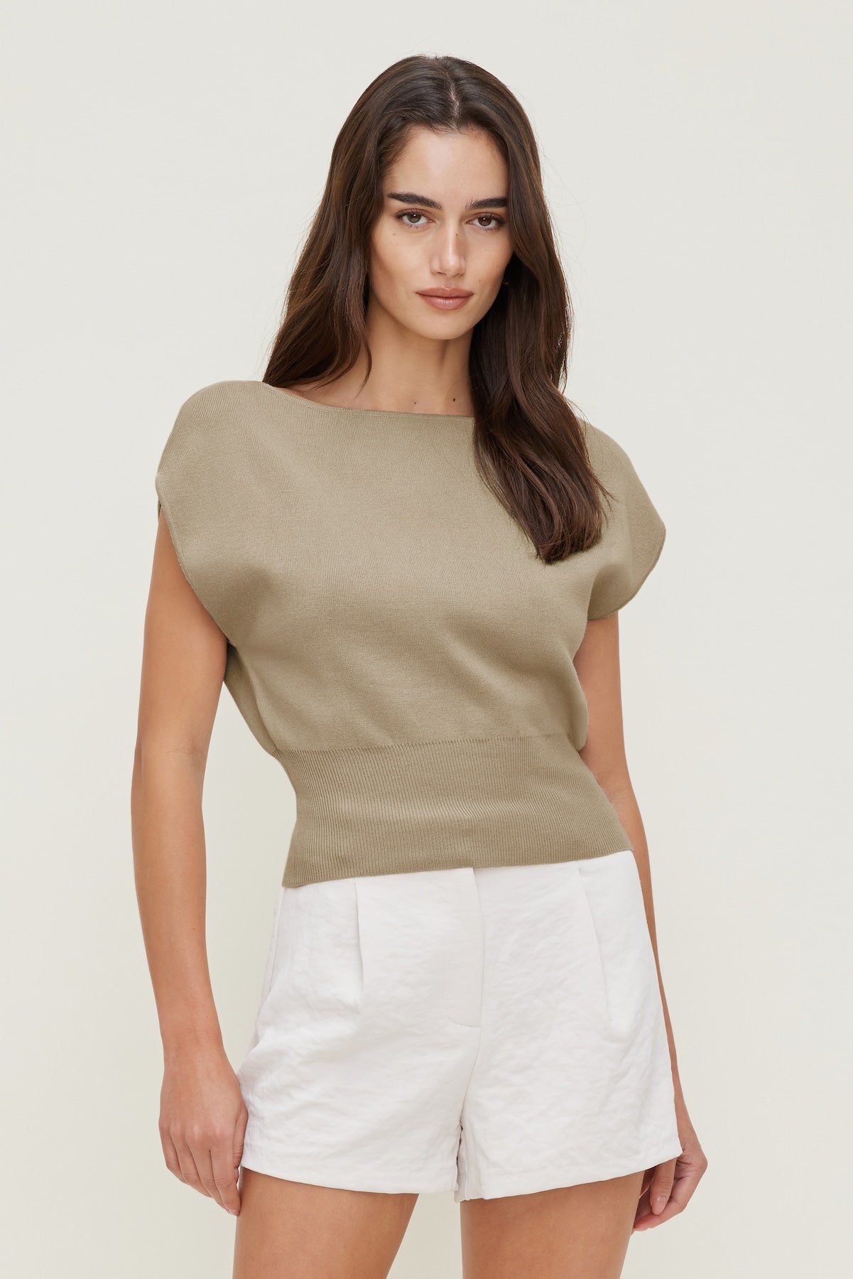 Dynamite Online | Aria Boat Neck Sweater  Beige