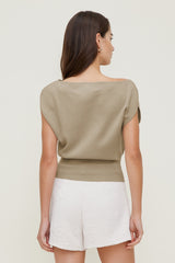 Dynamite Online | Aria Boat Neck Sweater  Beige