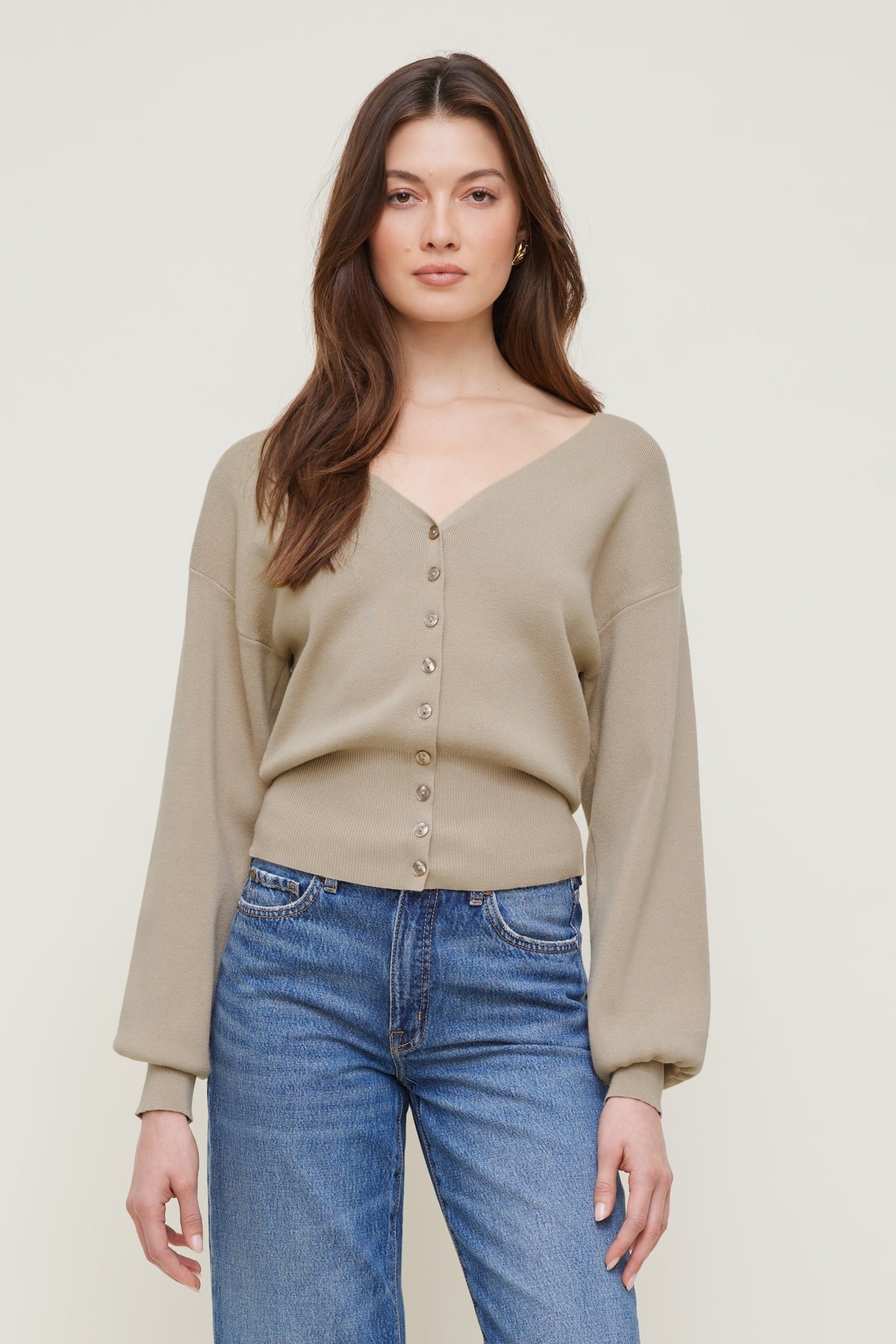 Dynamite Store | V Neck Cardigan Beige