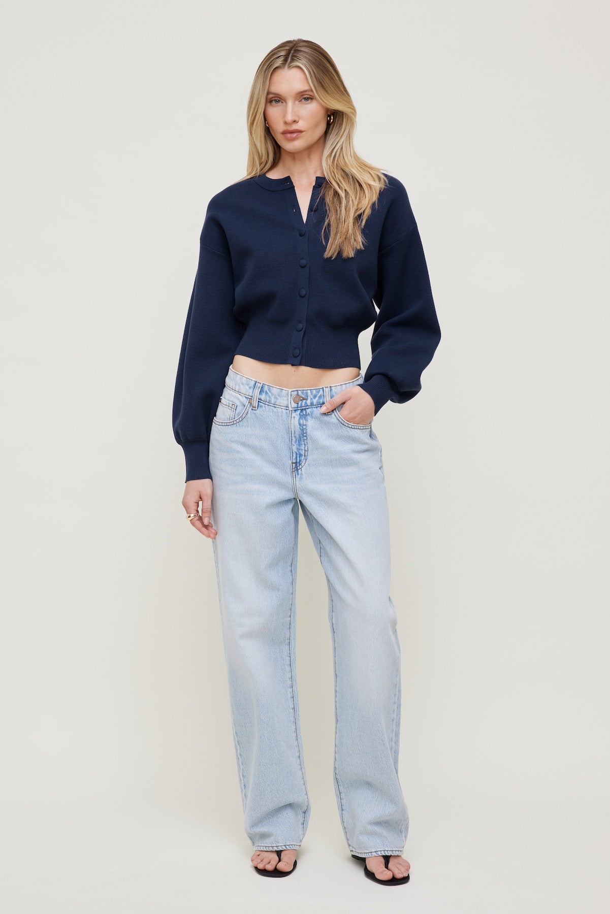 Dynamite Outlets | Balloon Sleeve Cardigan Blue