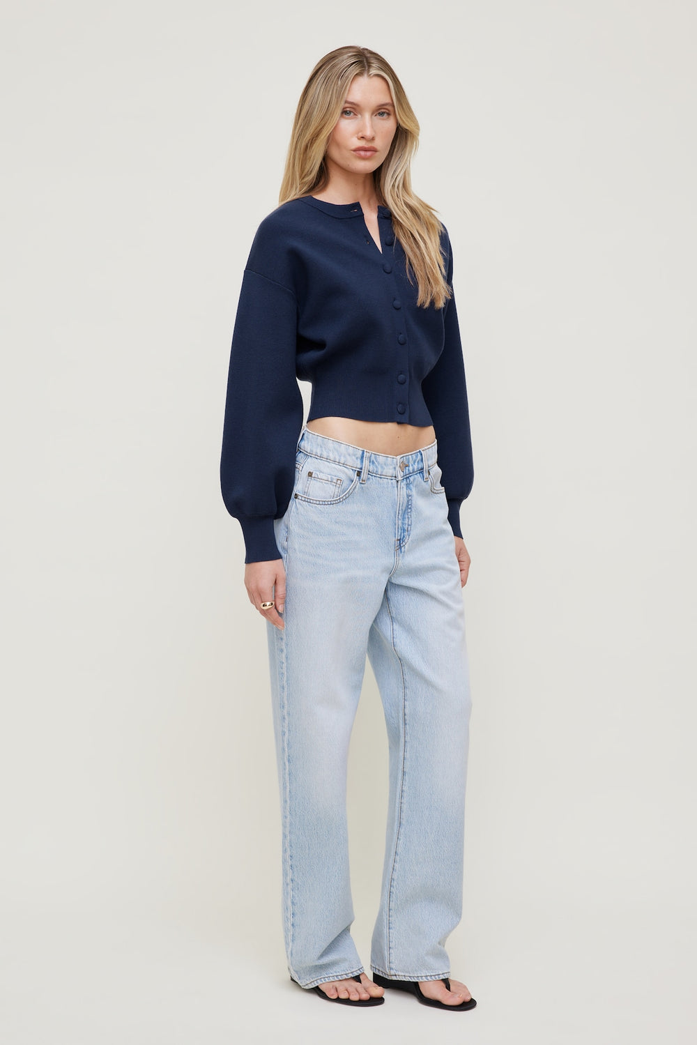 Dynamite Outlets | Balloon Sleeve Cardigan Blue