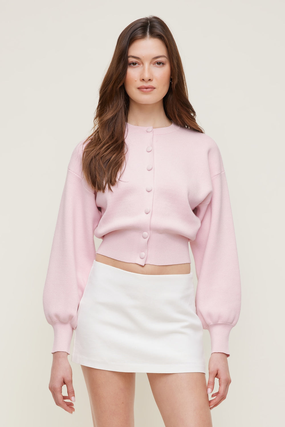Dynamite Discount | Balloon Sleeve Cardigan Pink