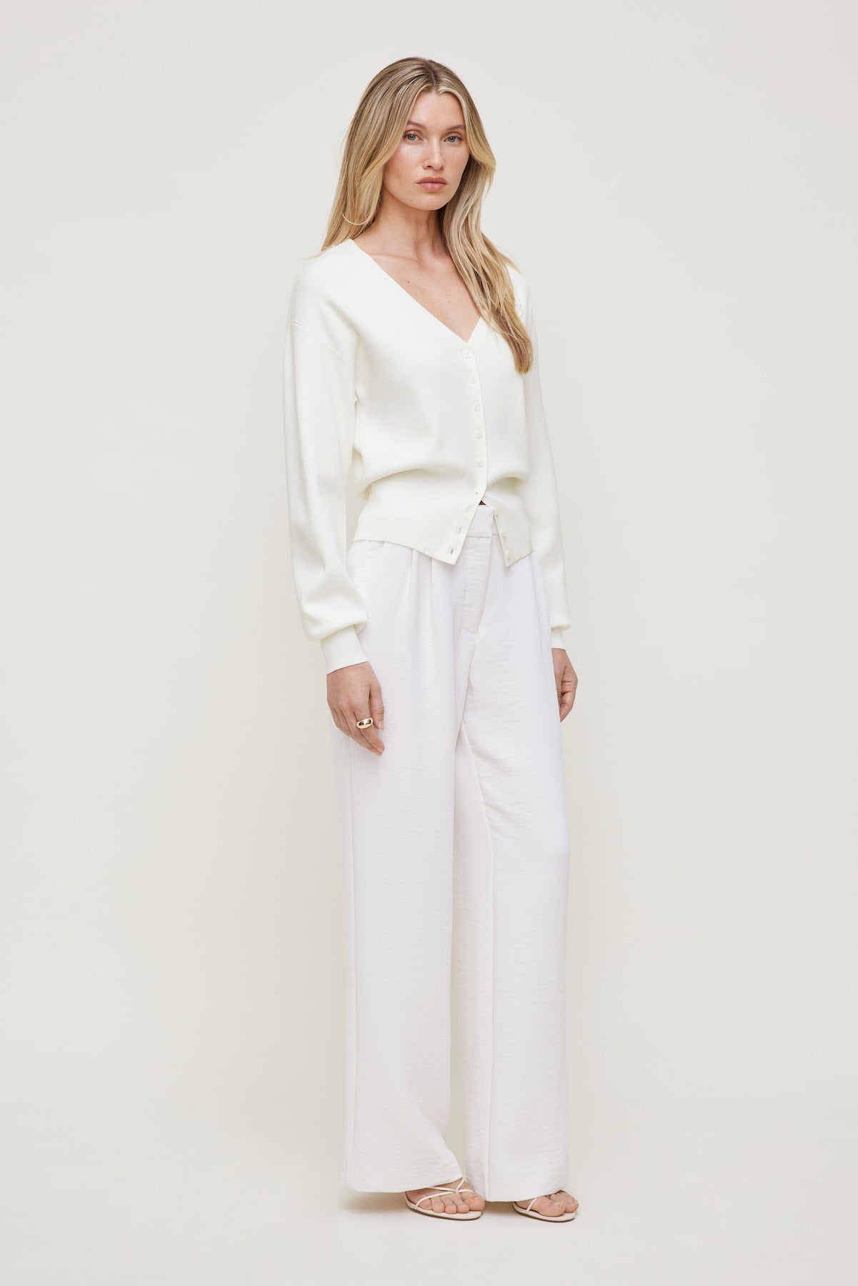 Dynamite Outlet | V Neck Cardigan White