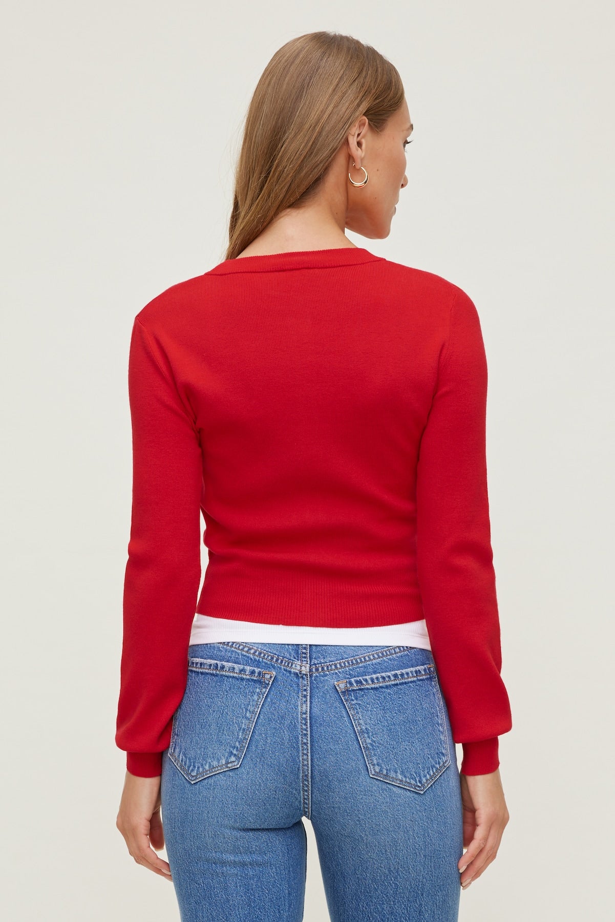Dynamite Outlets | Rebecca Crewneck Cardigan Red