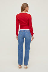 Dynamite Outlets | Rebecca Crewneck Cardigan Red