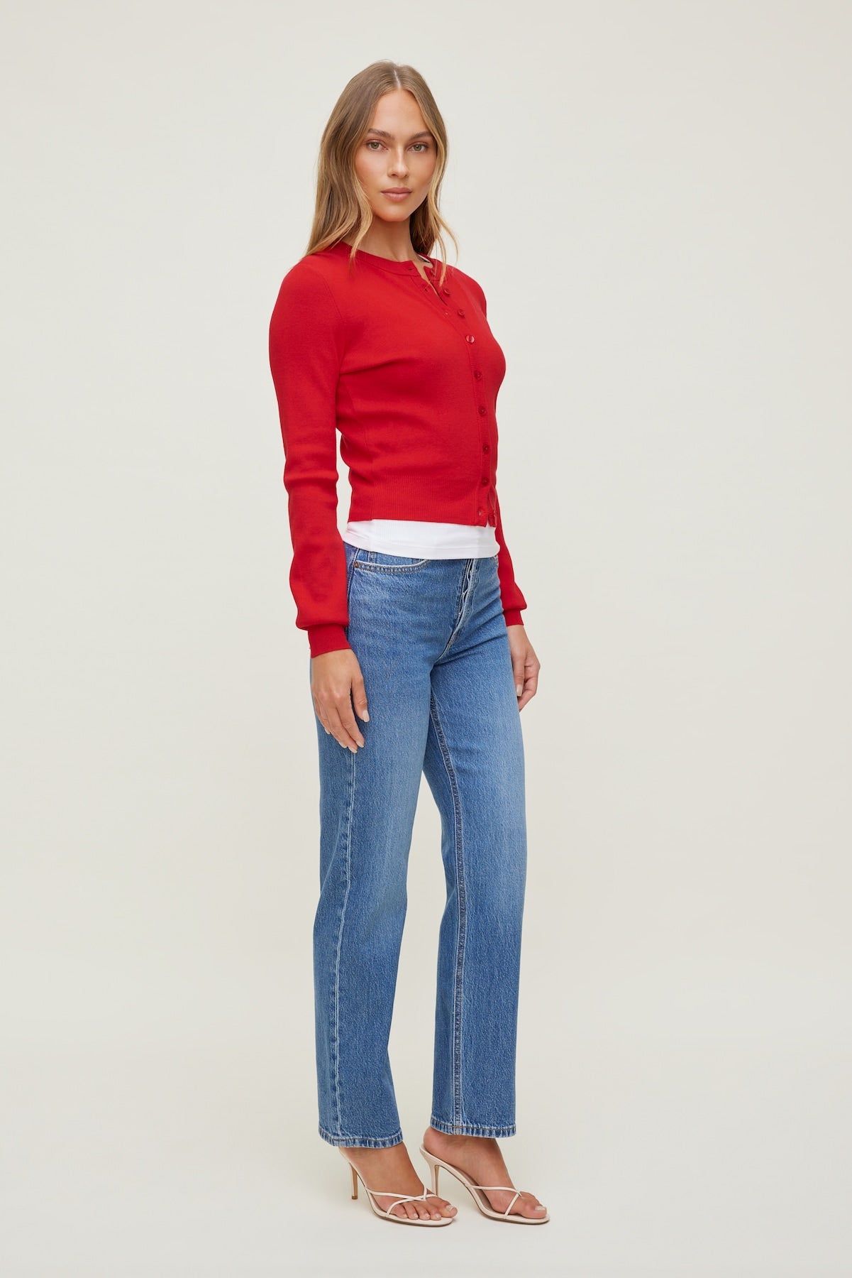Dynamite Outlets | Rebecca Crewneck Cardigan Red