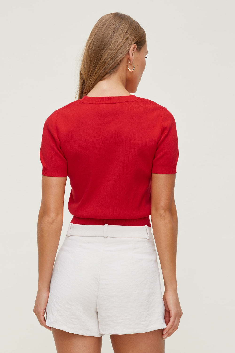 Dynamite US | Clara Short Sleeve Sweater Red