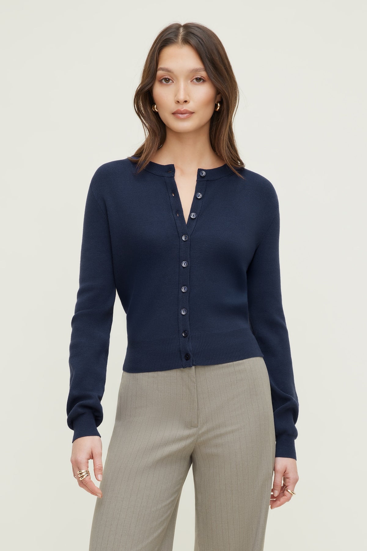 Dynamite On Sale | Rebecca Crewneck Cardigan Blue