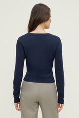 Dynamite On Sale | Rebecca Crewneck Cardigan Blue