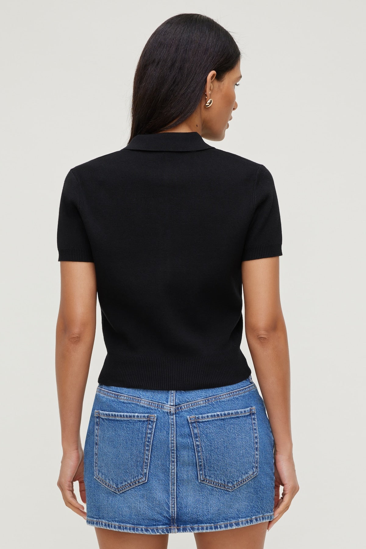 Dynamite Online | Polo Crewneck Cardigan Black