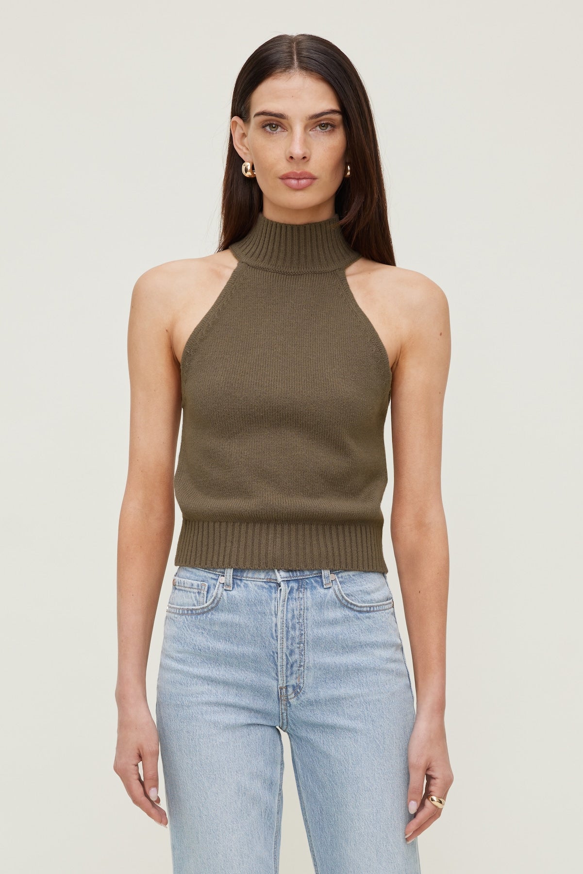 Dynamite Discount | Turtleneck Sweater Tank Top Brown