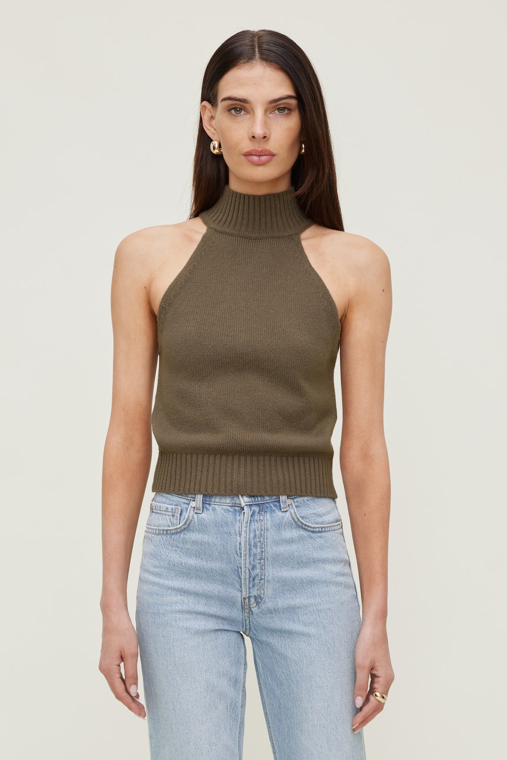 Dynamite Discount | Turtleneck Sweater Tank Top Brown