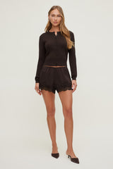 Dynamite Outlets | Rebecca Crewneck Cardigan Brown
