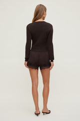 Dynamite Outlets | Rebecca Crewneck Cardigan Brown