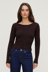 Dynamite US | Sara Ribbed Cinch Hem Cardigan Purple