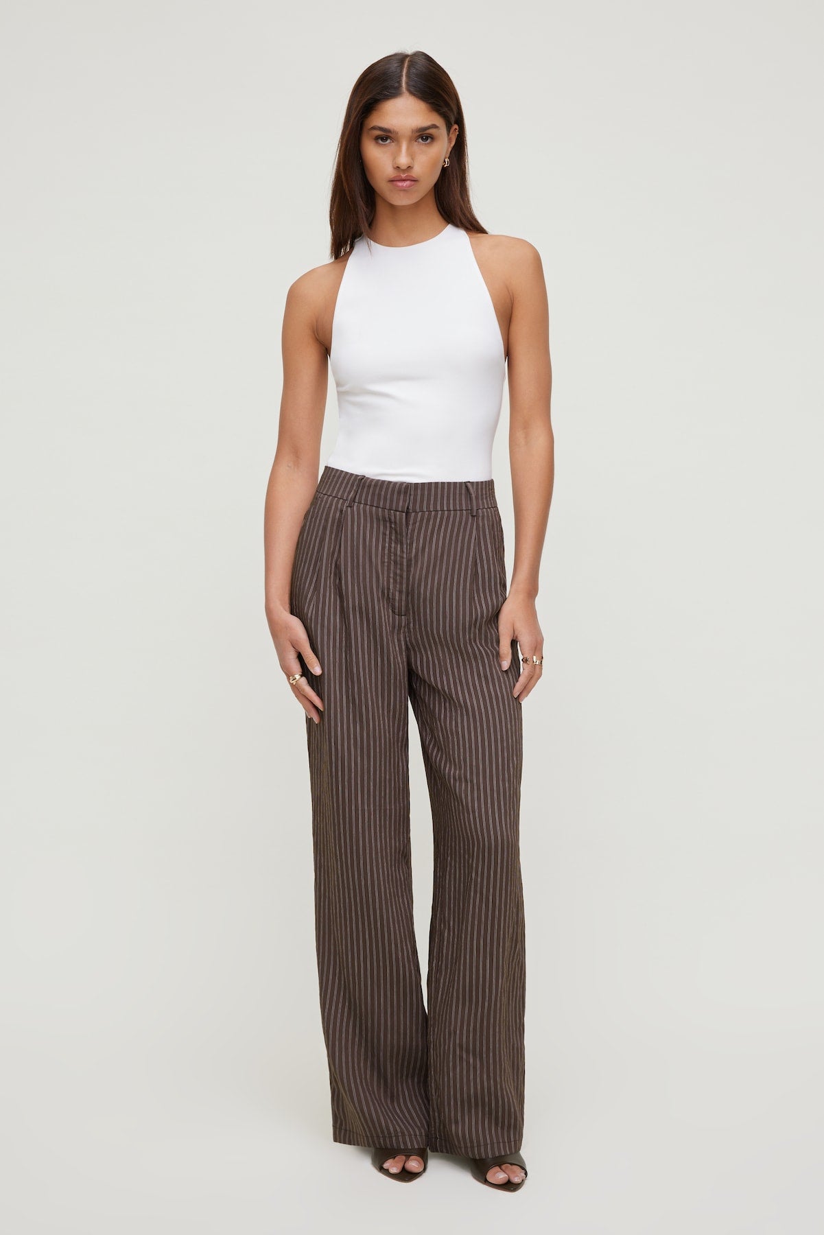 Dynamite Outlet | Alex Striped Wide Leg Pants Brown
