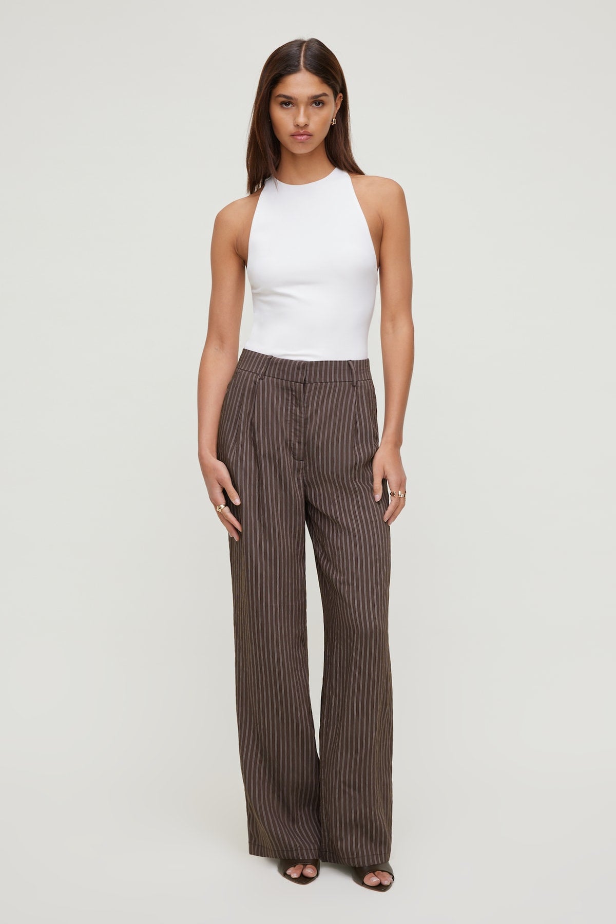 Dynamite Outlet | Alex Striped Wide Leg Pants Brown