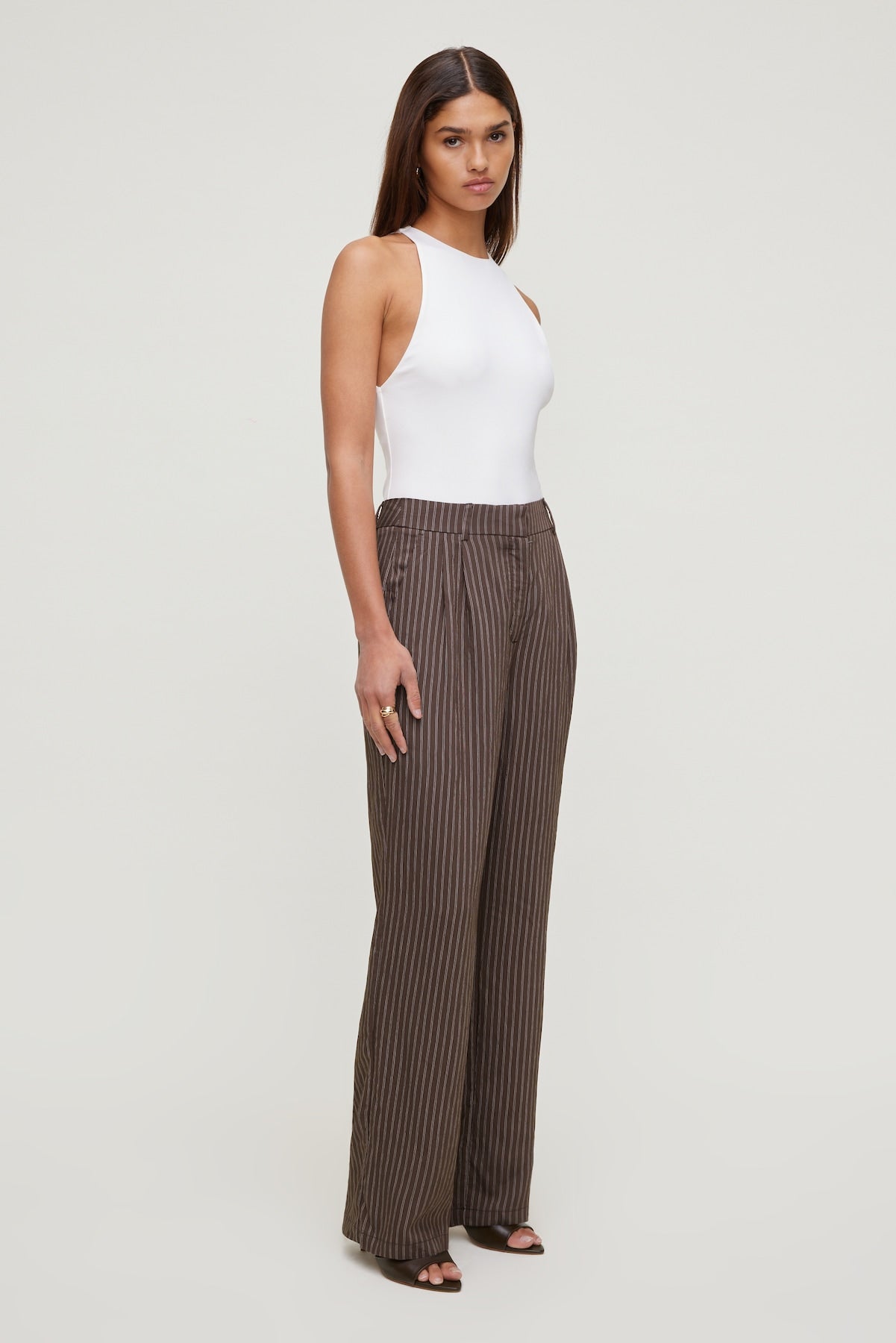 Dynamite Outlet | Alex Striped Wide Leg Pants Brown