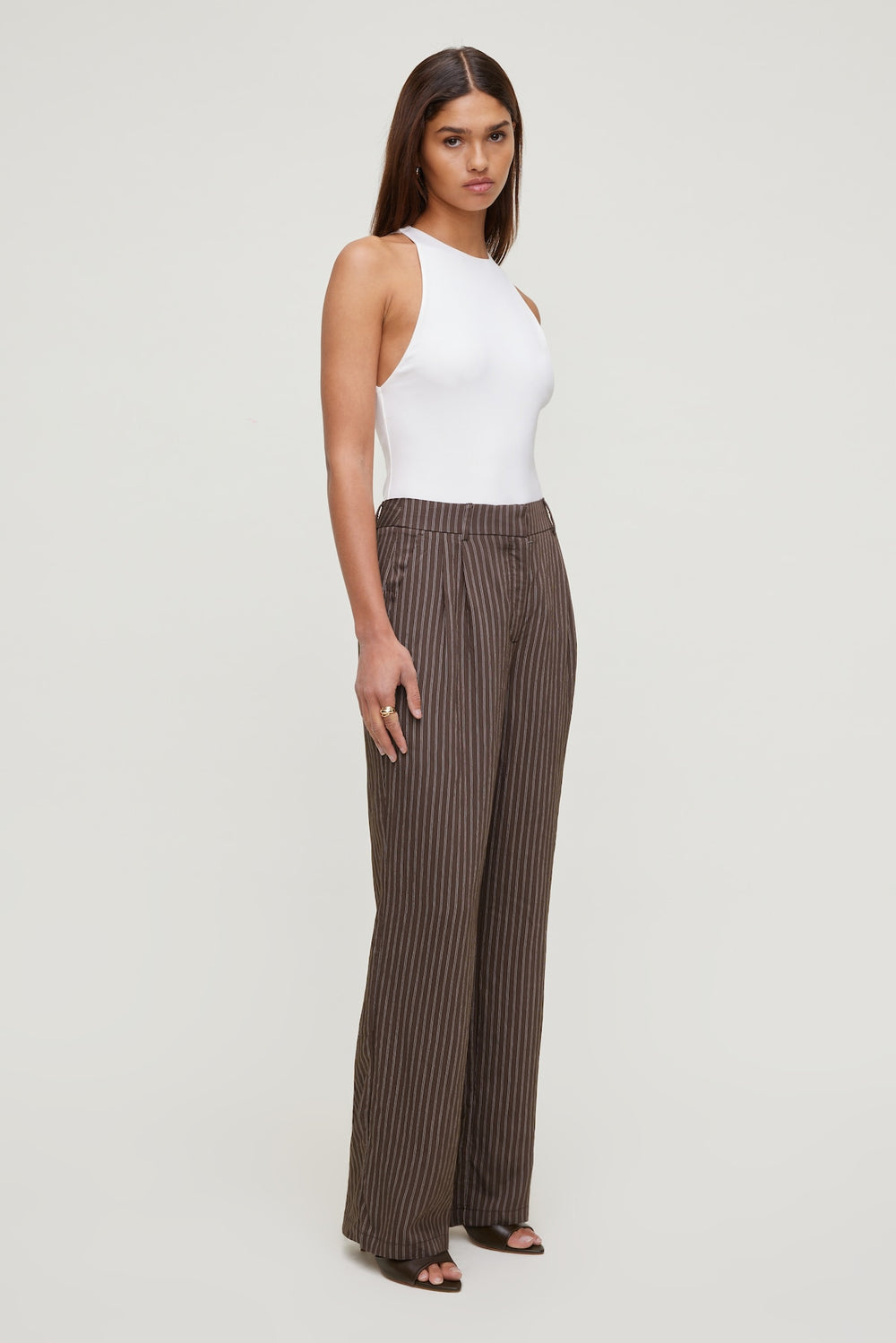 Dynamite Outlet | Alex Striped Wide Leg Pants Brown