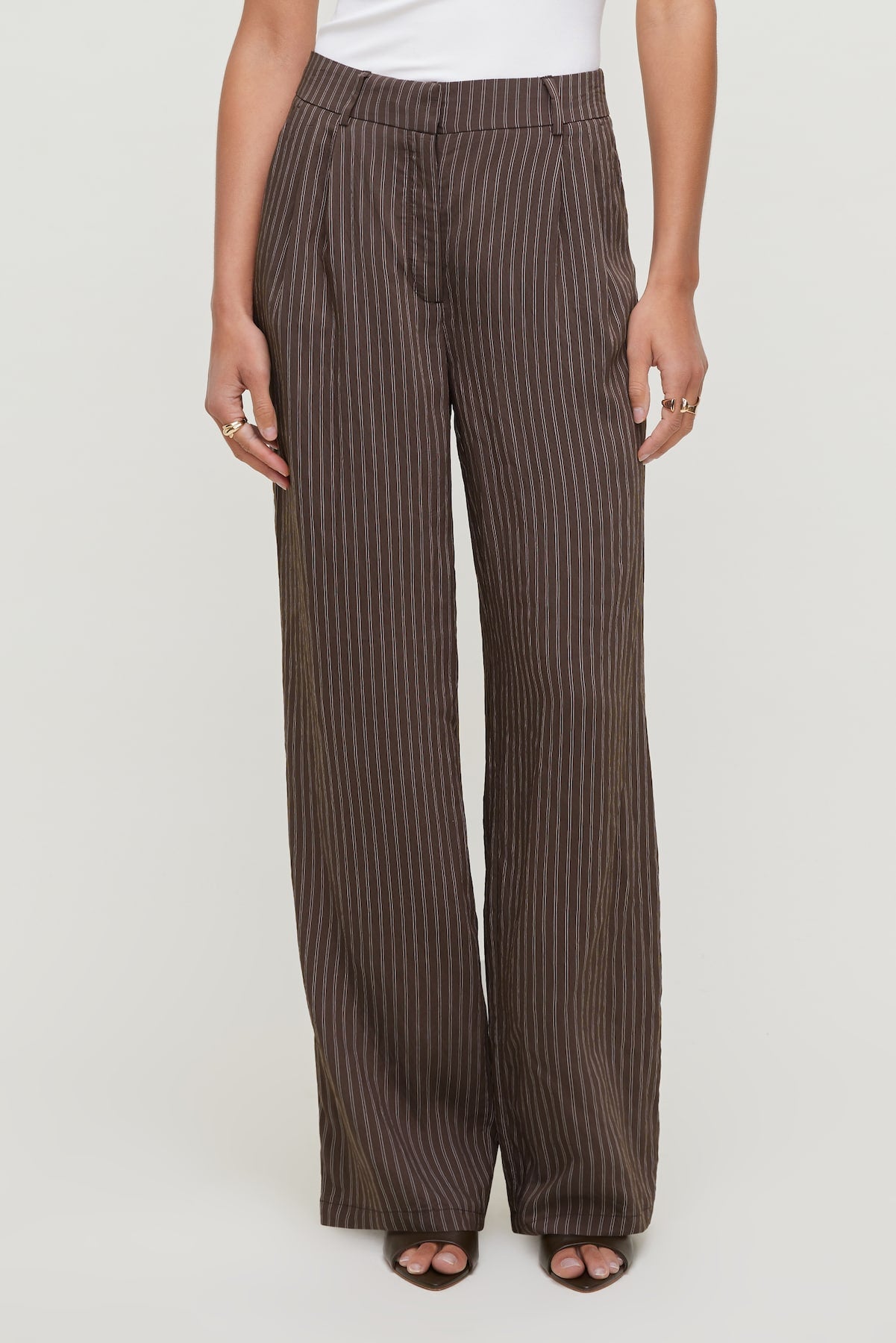 Dynamite Outlet | Alex Striped Wide Leg Pants Brown