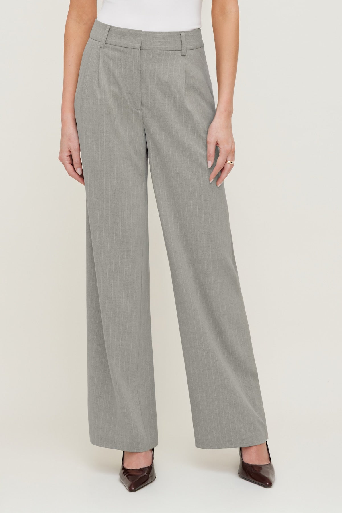 Dynamite Store | Alex Pinstripe Wide Leg Pants Gray
