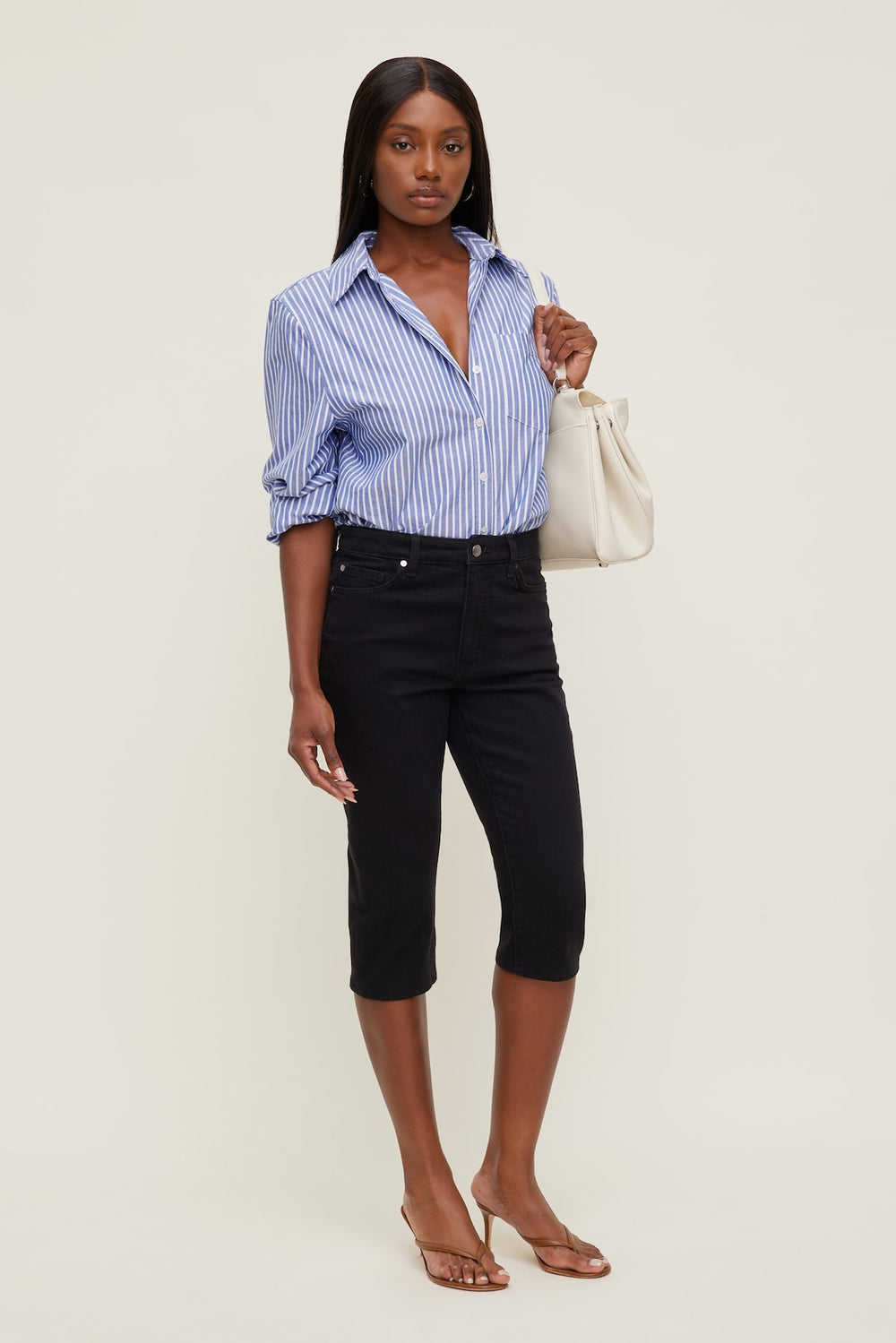 Dynamite On Sale | Stretch High Rise Slim Capri Jeans Blue