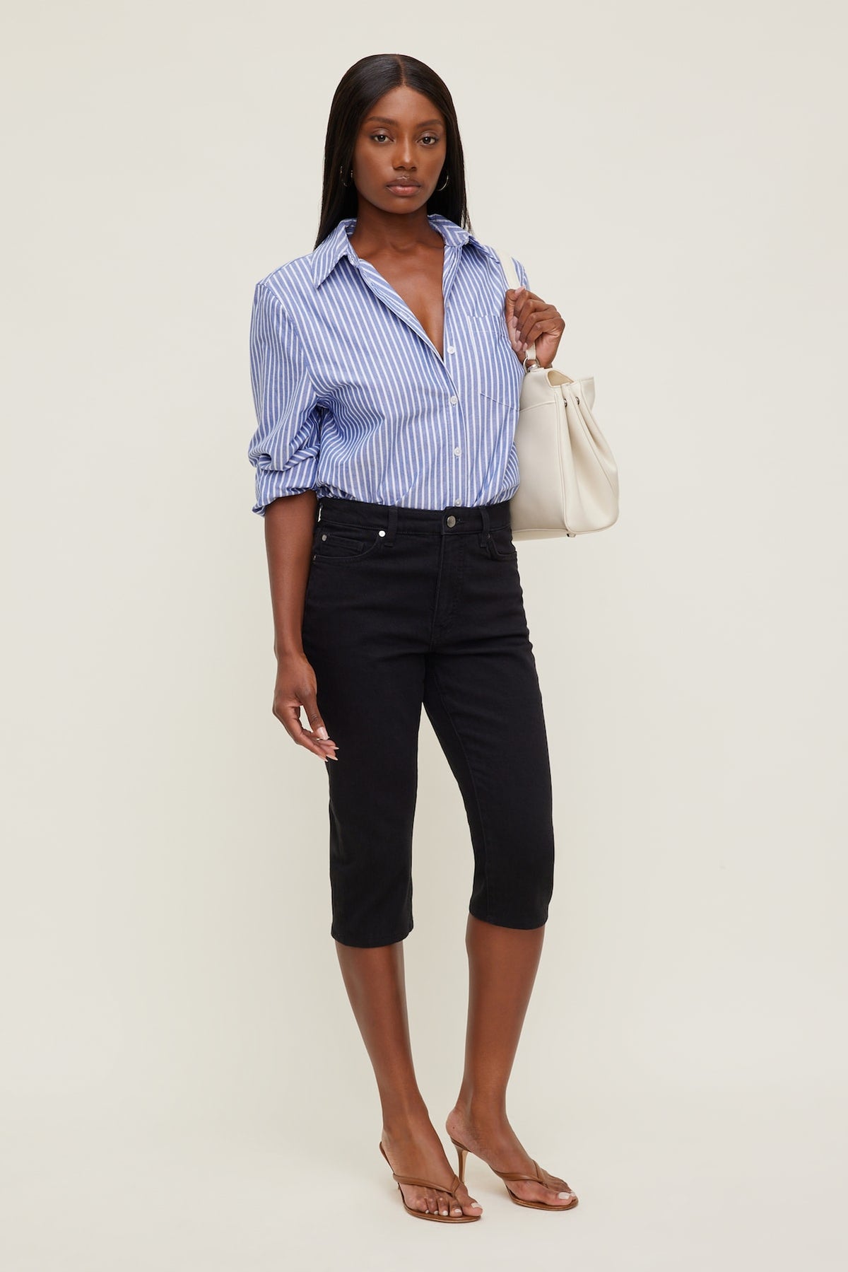 Dynamite On Sale | Stretch High Rise Slim Capri Jeans Blue