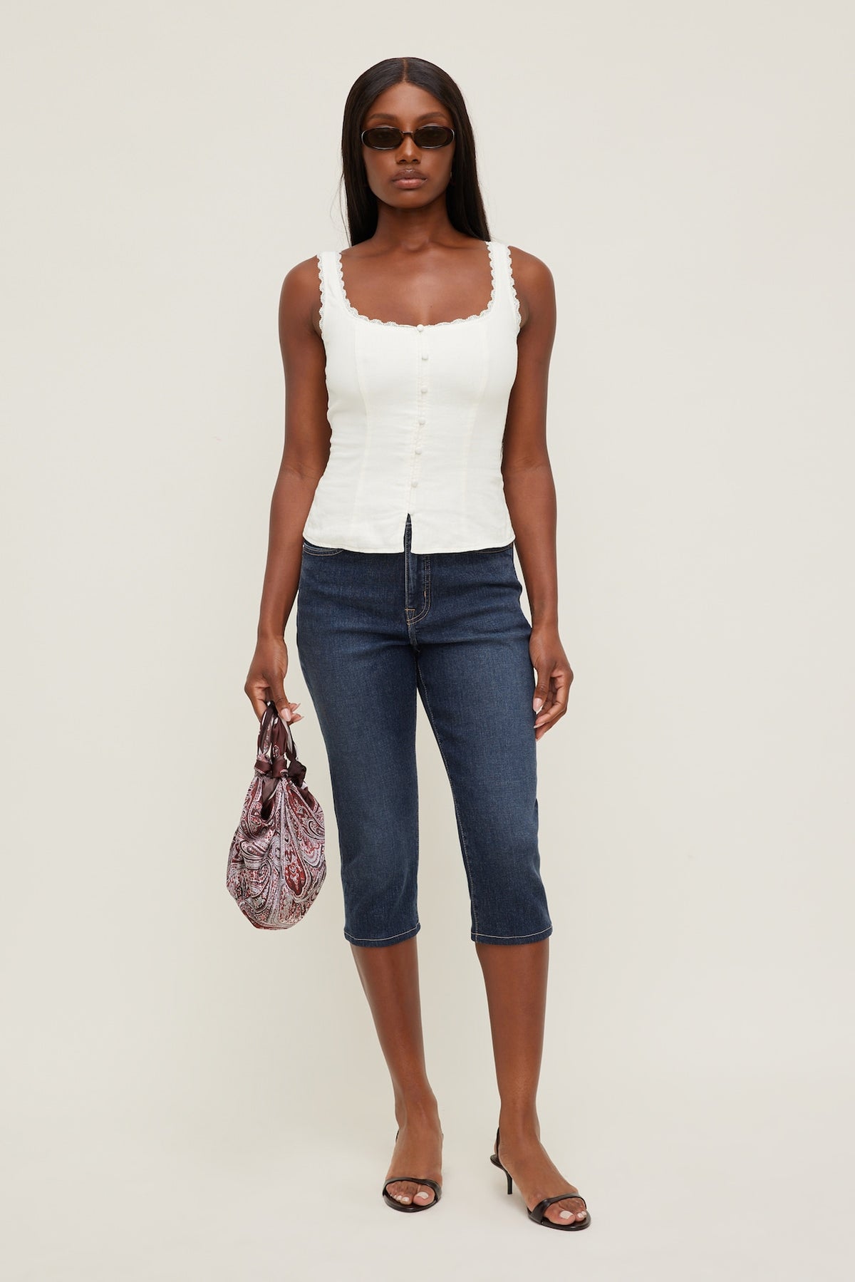 Dynamite Online | Stretch High Rise Slim Capri Jeans Blue