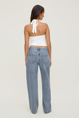 Dynamite Discount | Mika Mid Rise Relaxed Straight Leg Jeans Blue