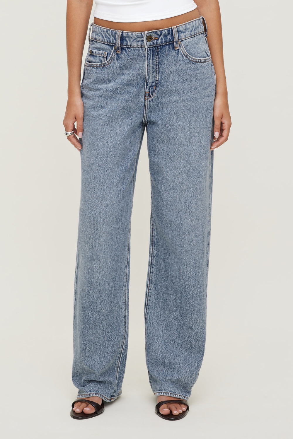 Dynamite Discount | Mika Mid Rise Relaxed Straight Leg Jeans Blue