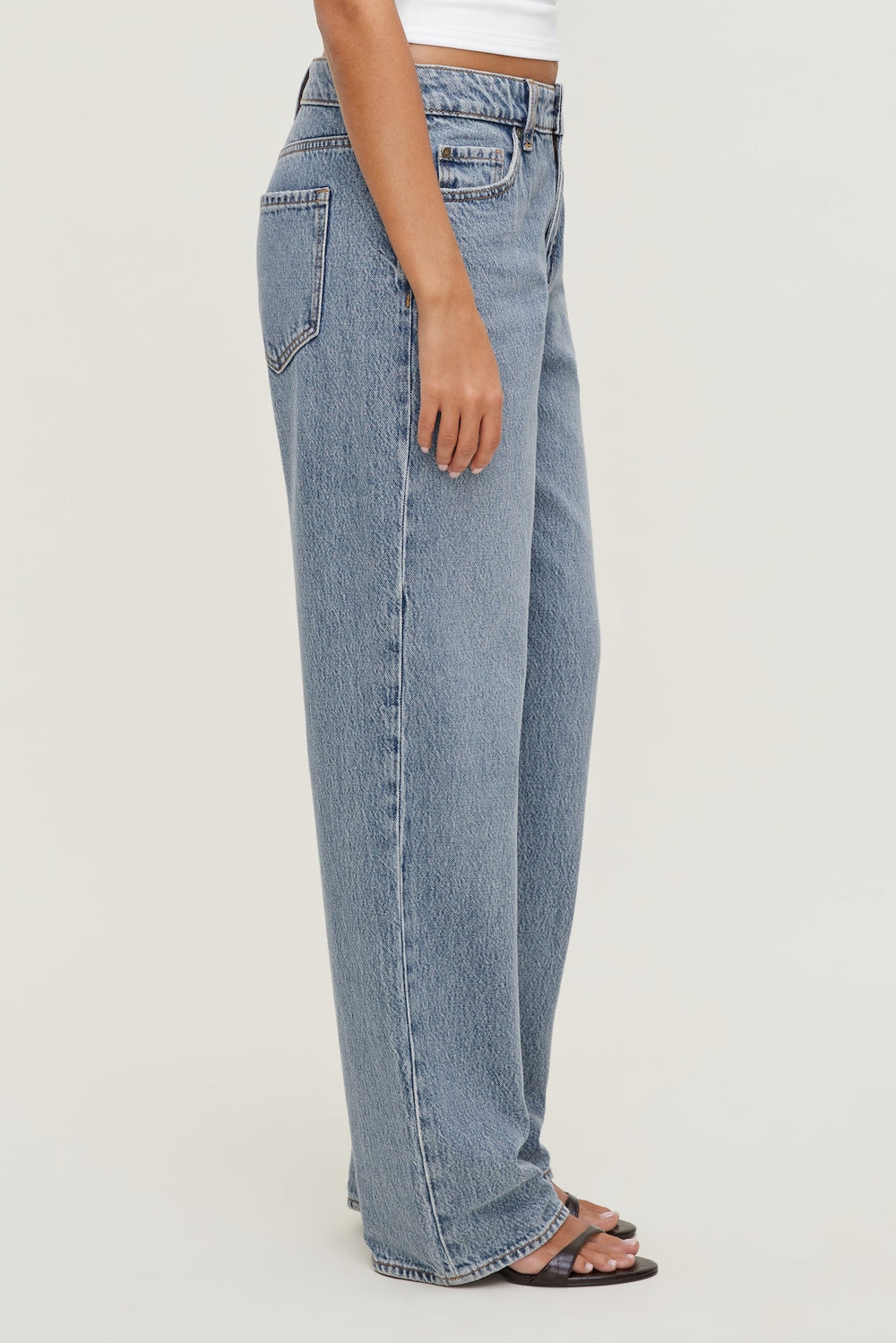 Dynamite Discount | Mika Mid Rise Relaxed Straight Leg Jeans Blue