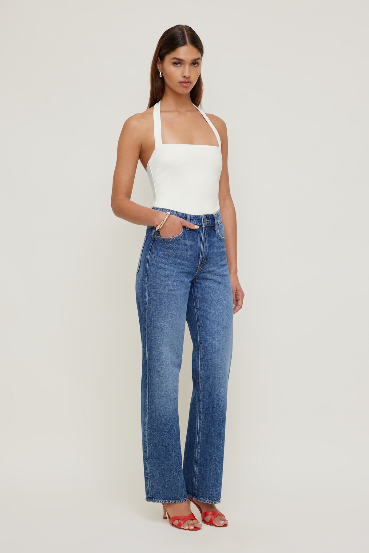 Dynamite Outlet | Heidi High Rise Wide Leg Jeans Blue