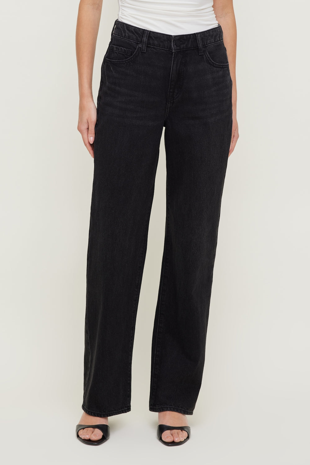 Dynamite Website Shop | Mika Mid Rise Relaxed Straight Leg Jeans Black