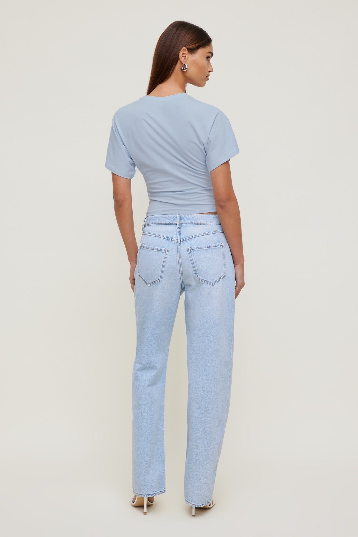 Dynamite US | Mika Mid Rise Relaxed Straight Leg Jeans Blue