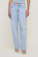 Dynamite US | Mika Mid Rise Relaxed Straight Leg Jeans Blue