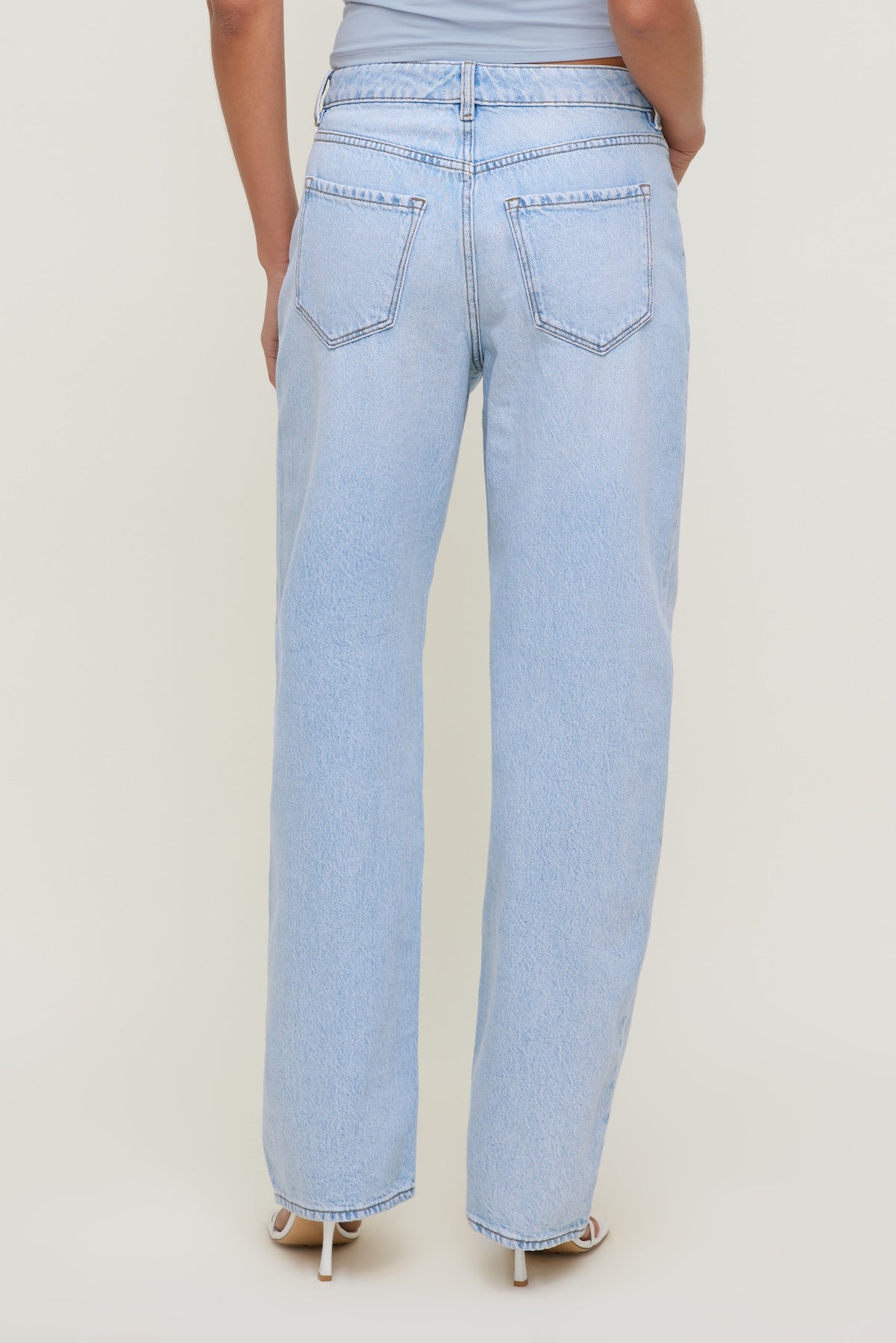 Dynamite US | Mika Mid Rise Relaxed Straight Leg Jeans Blue