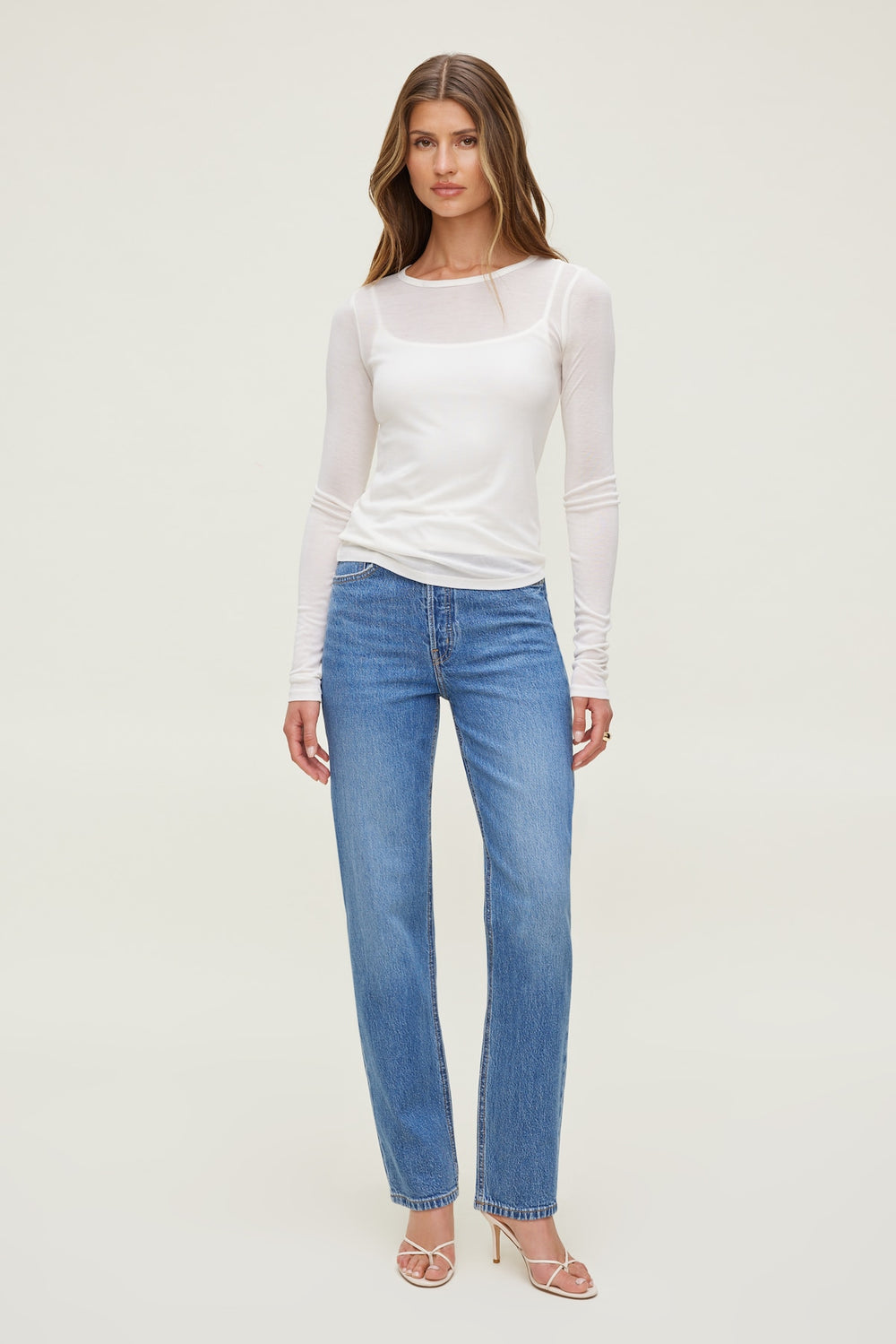 Dynamite Online | Olivia High Rise Straight Leg Jeans Blue