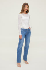 Dynamite Online | Olivia High Rise Straight Leg Jeans Blue