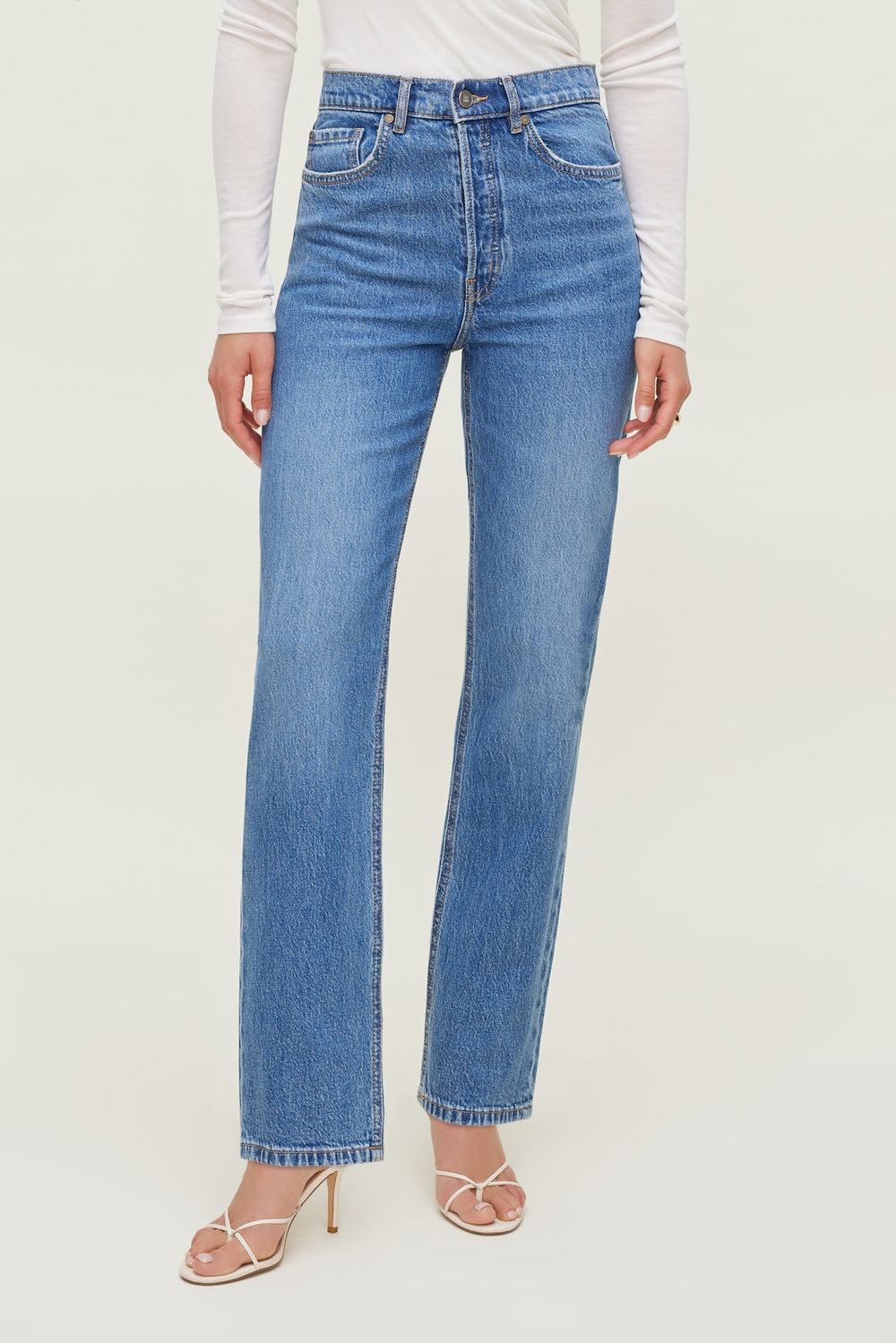 Dynamite Online | Olivia High Rise Straight Leg Jeans Blue