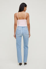 Dynamite Discount | Olivia High Rise Straight Leg Jeans Blue
