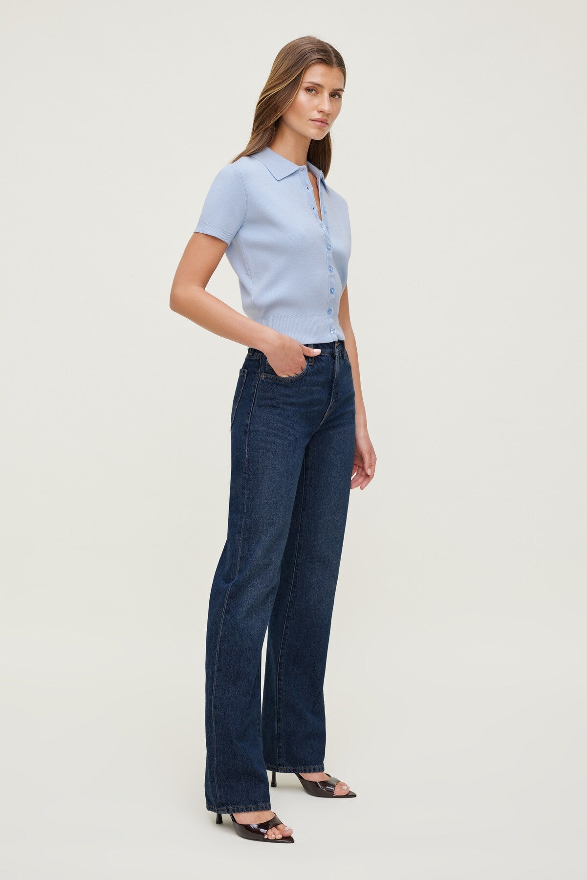 Dynamite Store | Cara High Rise Straight Leg Jeans Blue